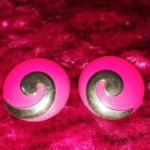 Pair of adorable button salmon colored pierced ear